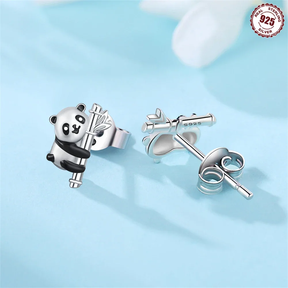 925 Sterling Silver Earrings Panda Owl Rabbit Hug Moon Aretes De Mujer Luxury Exquisite Jewelry Gift Earrings for Women