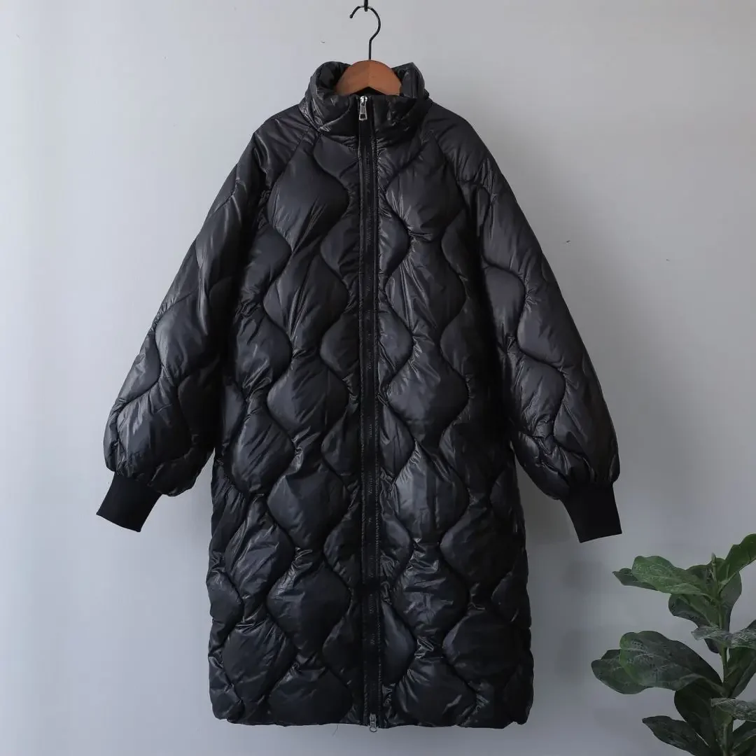 Parkas de algodão casual feminino, casaco com zíper, casaco longo, roupa quente, bege, preto, bolha, moda inverno, 2021