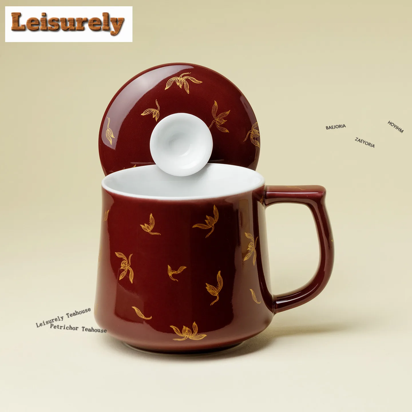 

400ml Gold Stamp Magnolia Coffee Mug Aesthetic Milk Cup Afternoon Tea Mug Household Personal Office Water Cup Tea Services Gifts