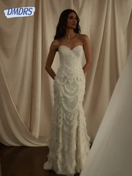 Stunning Tiered Beading 2025 Wedding Dress Stylish Straight Sweetheart Neck Pearls Gown Customized Women Dreamy Birde Dress