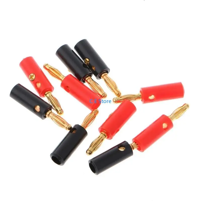 10 Pcs 4mm Gold Plated o Speaker Wire Cable Screw Banana Plug Connector Adapter