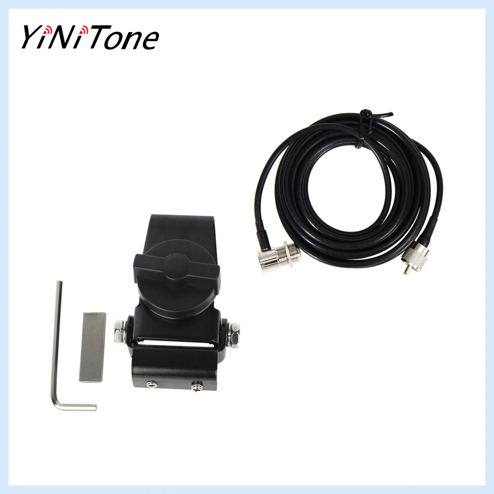 RB-20 Black PL259 CB Radio Antenna Mount Clip Edge 5M RG58 Extension Cable For BAOJIE BJ-218