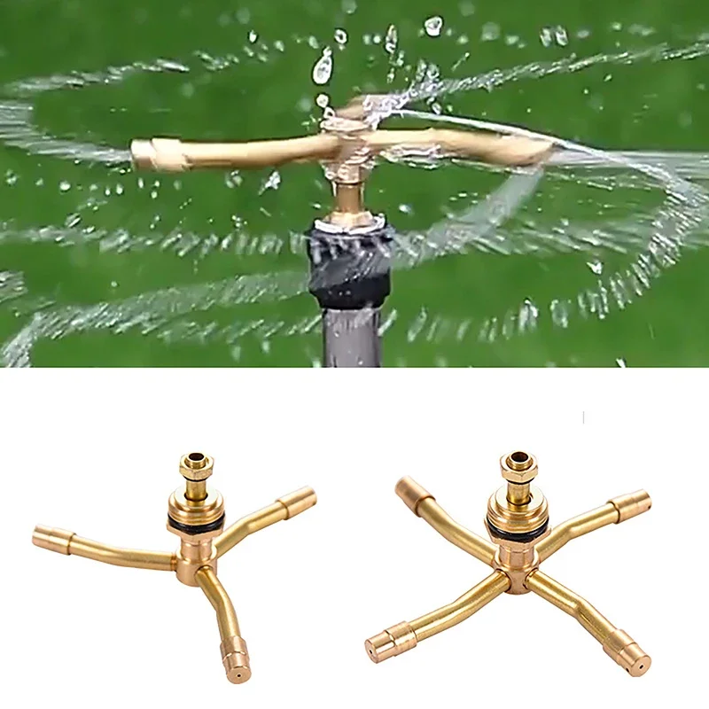 1Pc 2/3/4 Arm °Automatic Rotary Whirling Sprinkler Garden Lawn Irrigation Watering Nozzle Spray Rotating Brass Sprayer