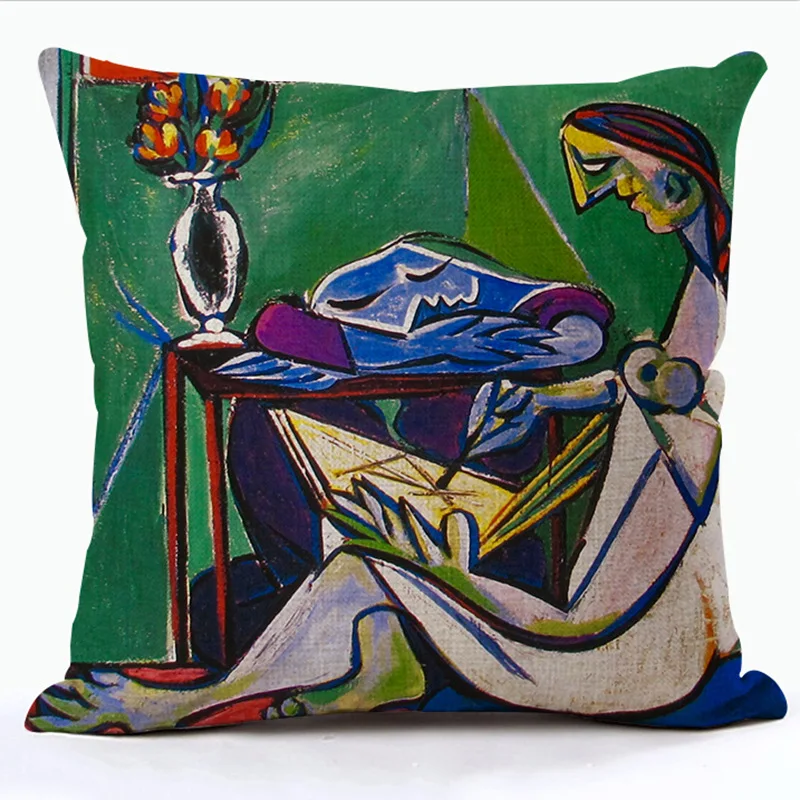 Brand New Abstract Classical Picasso Portrait Painting Pillows Case Linen Decorative Art Throw Pillows Sofa Couch Seat Cushions