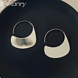 Foxanry Minimalist Prevent Allergy Silver Color Earrings for Women Fashion Creative Irregular Geometric Handmade Party Jewelry
