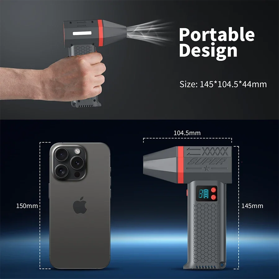 Hot sell 130000PM Air Blower Turbo Jet Fan Electric Power Display Handheld Mini Dust Cleaner High Speed Duster Gun Cleaning Tool