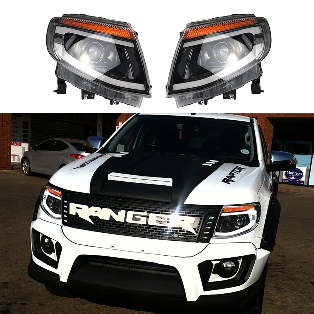 CAR LED HEADLAMPS ASSEMBLY FIT FOR RANGER T6 2012 2013 2014 AUTO PICKUP MODIFIED HEADLIGHTS TURN SIGNAL HEAD LIGHT ACCESSORIES