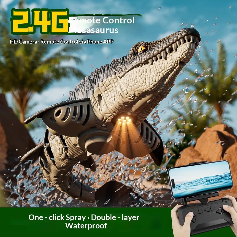4drc S11 2.4ghz Remote Controlled Dinosaur Boats Kids Rc Boats With Water Spray And Light Outdoor Pool Rc Electric Toy Gifts