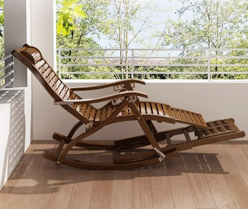 كرسي هزاز مبطن للفناء الخارجي كرسي هزاز، أثاث منزلي من الخيزران أثاث غرفة الطعام حديث قابل للتكديس 10 قطع #5