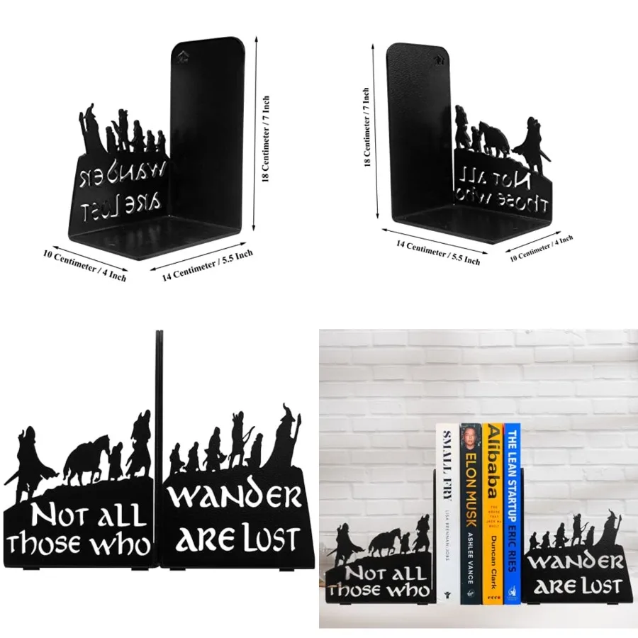 

Decorative bookends for Shelves, Heavy Metal Bookends, Unique Bookends, Non Skid Book Ends, Book Stopper for Home/Office Decor/