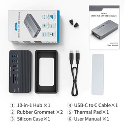 10 In 1 Docking Station Type C 3.1 HUB To HD MI-Compatible Usb Hub Ssd for Pro High fidelity transmission HD Adapter