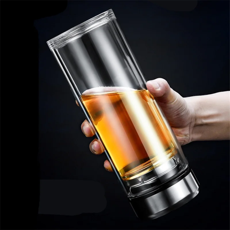 Leakproof Glass Tea Bottles With Infuser Stainless Steel Double Walled Bottle Portable Travel Drinking Lemon Water Cup