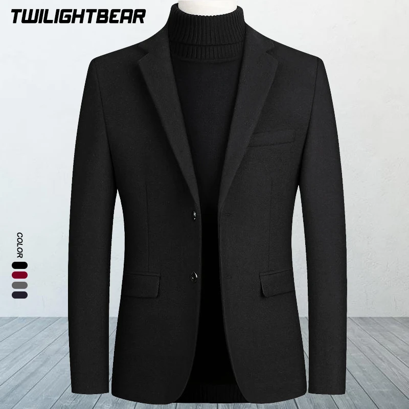 New Men's Wool Blazers Male Suit Jacket Oversized Solid Business Casual Winter Jacket Men Clothing Wedding Suit Coat 4XL A5FJ002