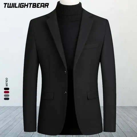 New Men's Wool Blazers Male Suit Jacket Oversized Solid Business Casual Winter Jacket Men Clothing Wedding Suit Coat 4XL A5FJ002