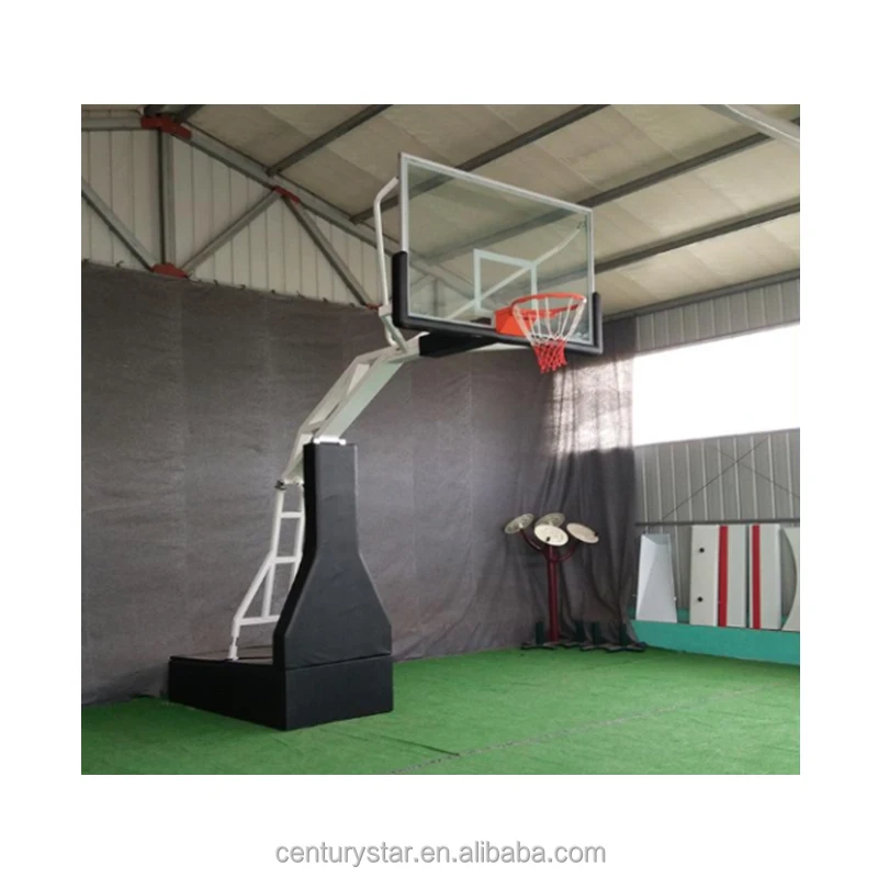 High Quality Tempered Glass Backboard In-Ground Basketball Stand with Adjustable Hoop Weatherproof Nylon Net Steel Frame