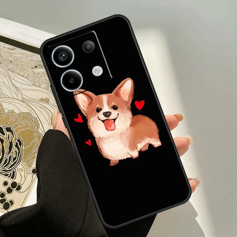 Capa fofa de cachorro corgi para xiaomi redmi note 13 14 pro 12 11 9 10 9s 10s 11s 12s redmi 13c 10c 12c 14c capa