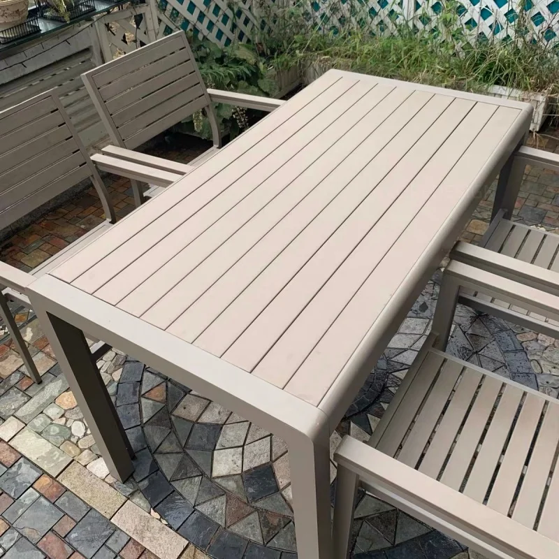 

Rugged outdoor aluminum alloy garden garden plastic wood high-quality dining table and chair furniture set