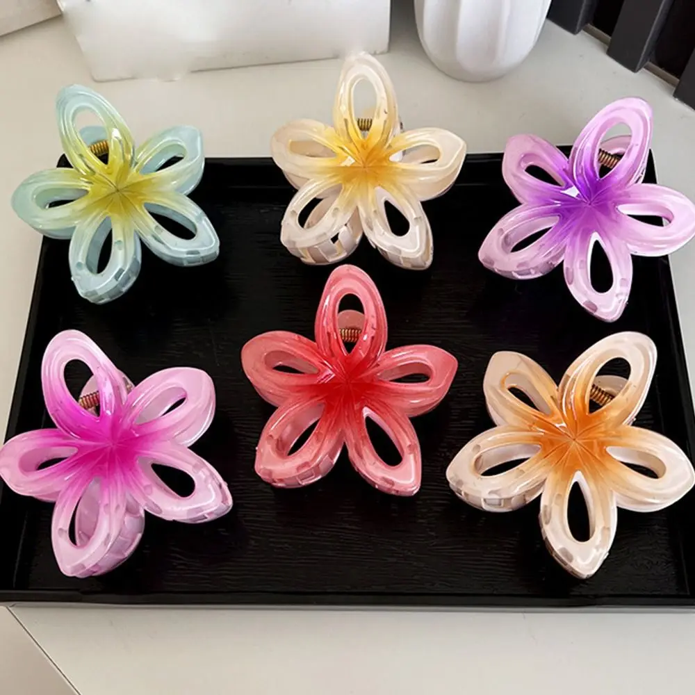 

Candy Color Egg Flower Hair Clip Ins Transparent Frangipani Hair Claw Hair Accessories Plastic Shark Clip Girls/Ladies
