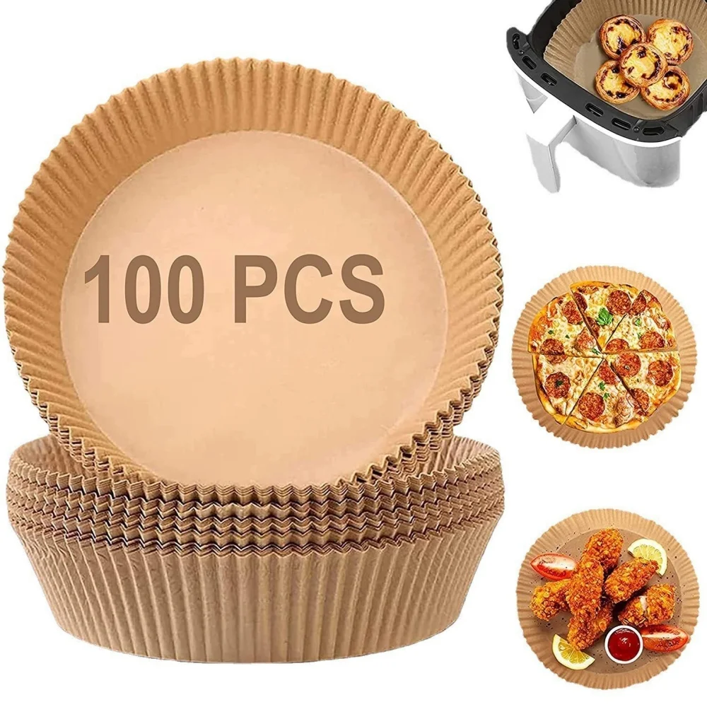 20x4.5cm Air Fryer Baking Oven Paper Liner Rectangular Circular Disposable Oilproof Oven Blotting Paper 100Pcs Air Fryer Paper