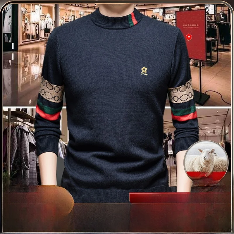 

Мужской утепленный шерстяной вязаный свитер Dreng Ele с высоким воротником, теплый зимний модный повседневный свитер с длинными рукавами
