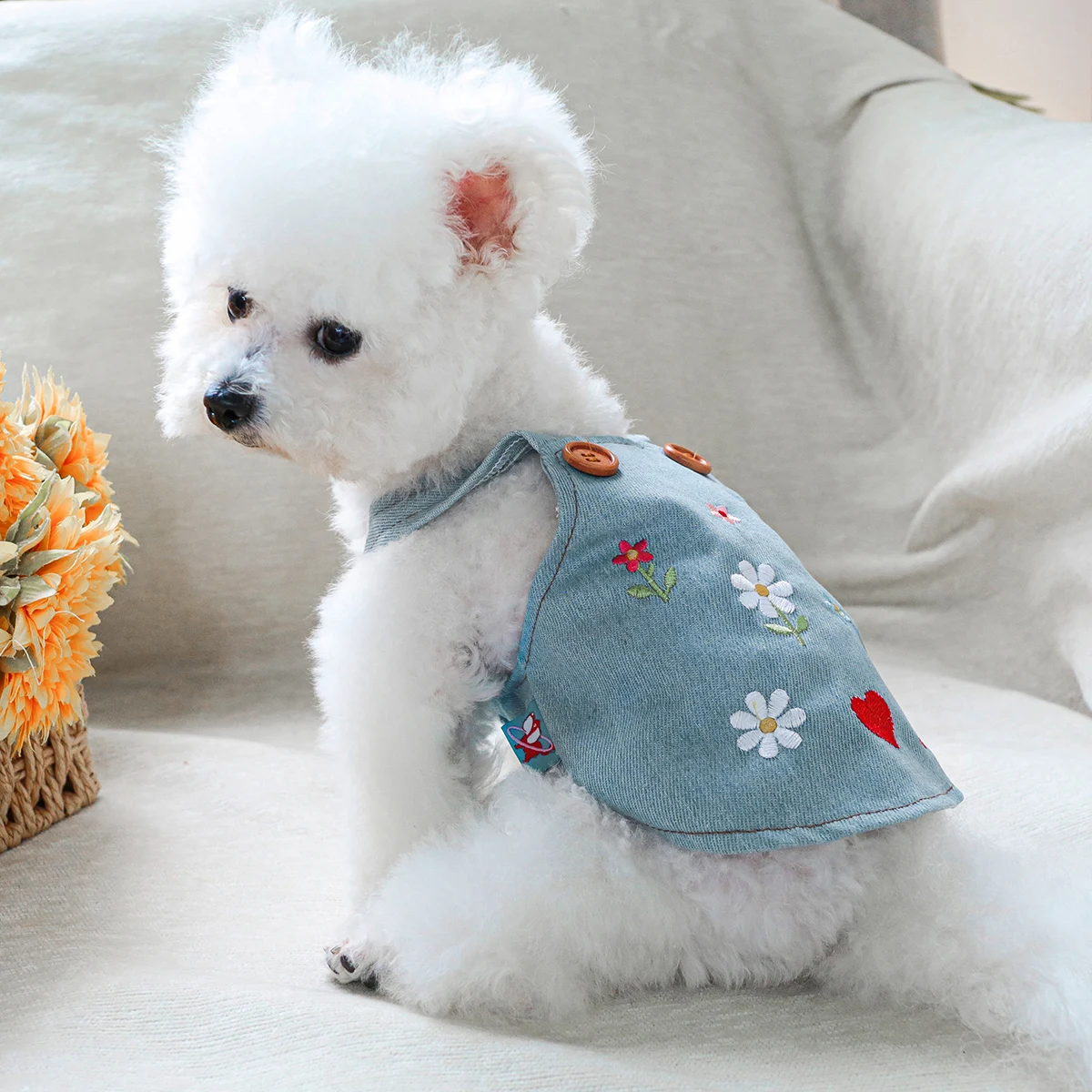 1PC Pet Clothing Spring and Autumn Cowboy Strap Flower Sweetheart Cowboy Skirt Suitable for Small and Medium sized Dogs