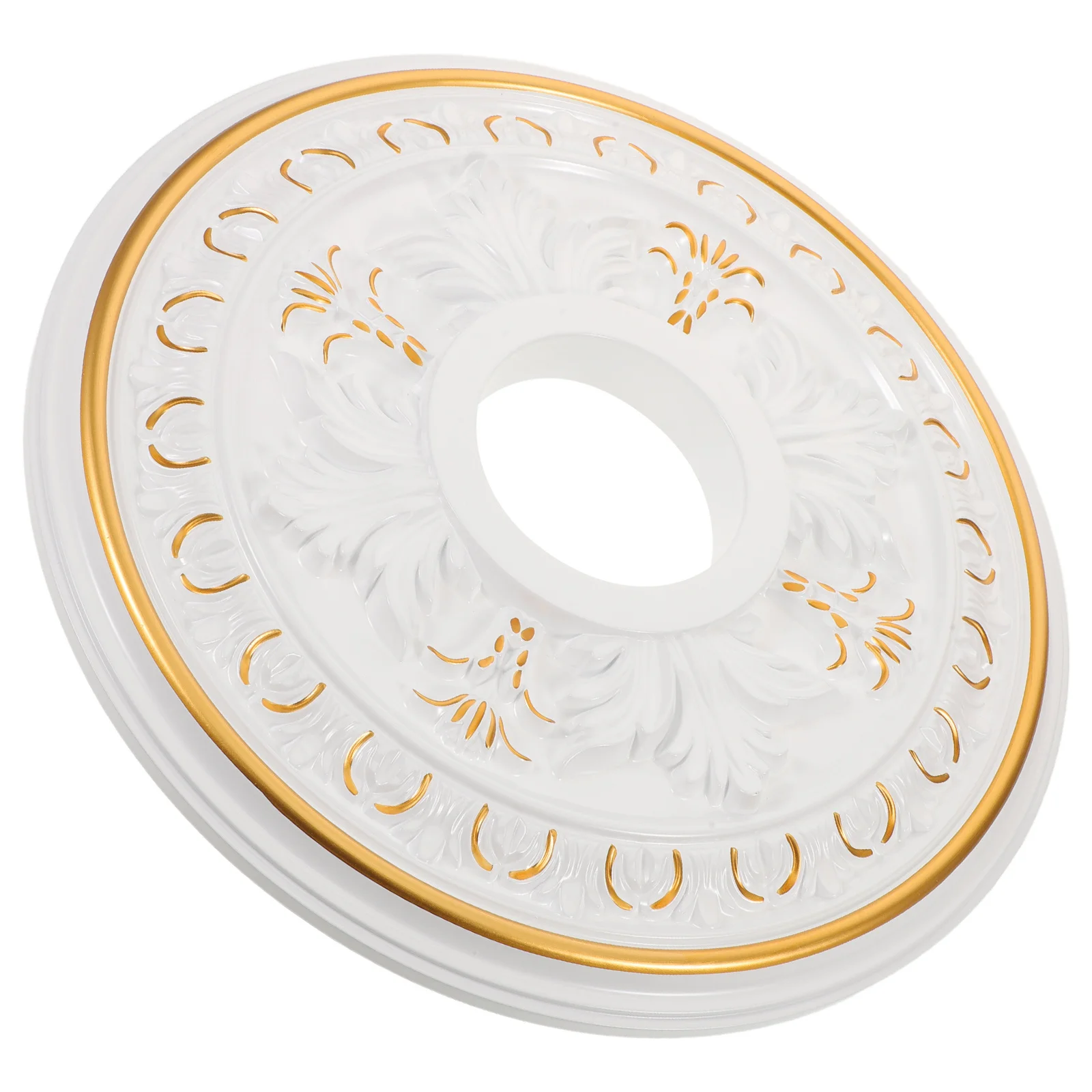 

Ceiling Medallion for Interior Design White Finish Round Shape 15.6 Inch Od 4.3 Inch Id Lightweight Decorative Panel for Pendant