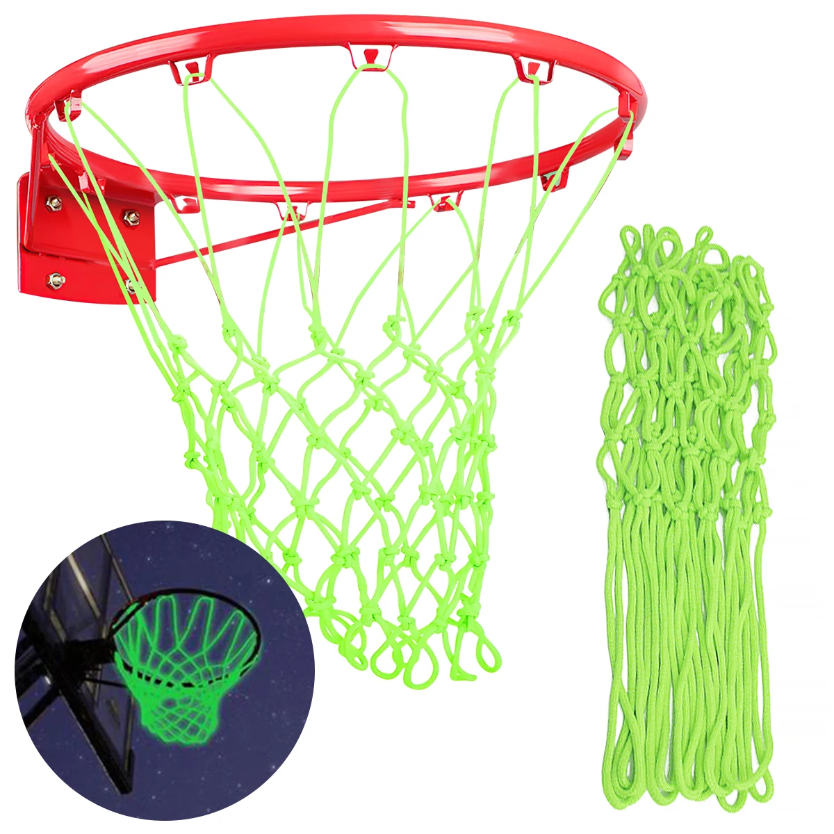 

50CM Luminous Basketball Net Glowing Green Fluorescent Basketball Net Nightlight Basketball Net Children's Basketball Frame Net