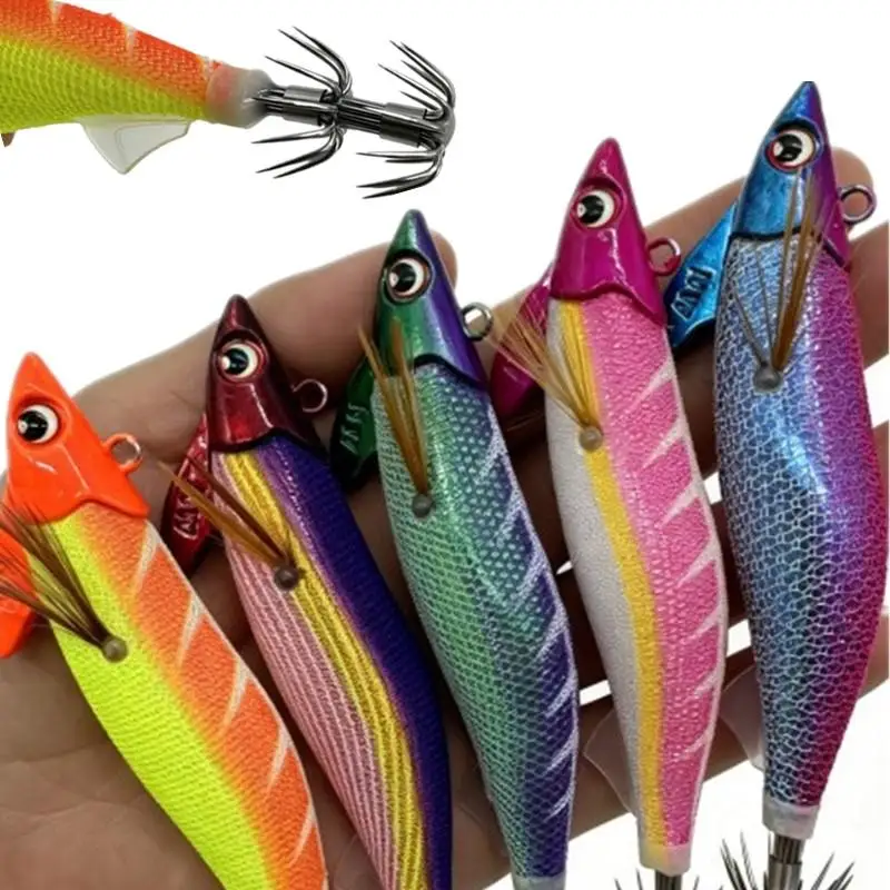 Lead TR Head Luminous Squid Hook Jigs Lead-headed Wooden Structure Shrimp Octopus Cuttlefish Egi Squid Jig