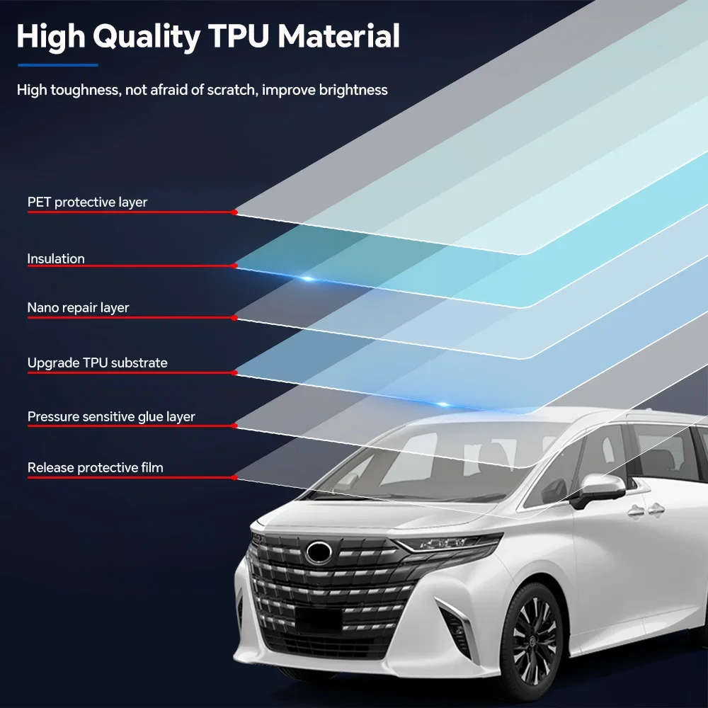 토요타 알파드 2024 2025 헤드라이트 후방 B 필러 긁힘 방지 TPU 페인트 보호 필름 프리컷 PPF 클리어 브라 내구성