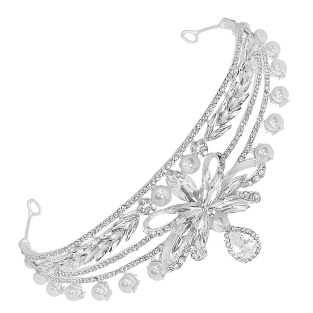 

Wedding Pearl Bow Crown Bridegroom Decorations Imitation Pearls Crowns for Women