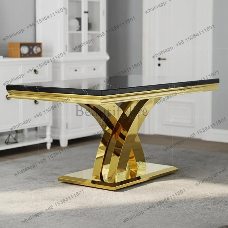 

Light luxury marble dining table Premium luxury stainless steel dining table
