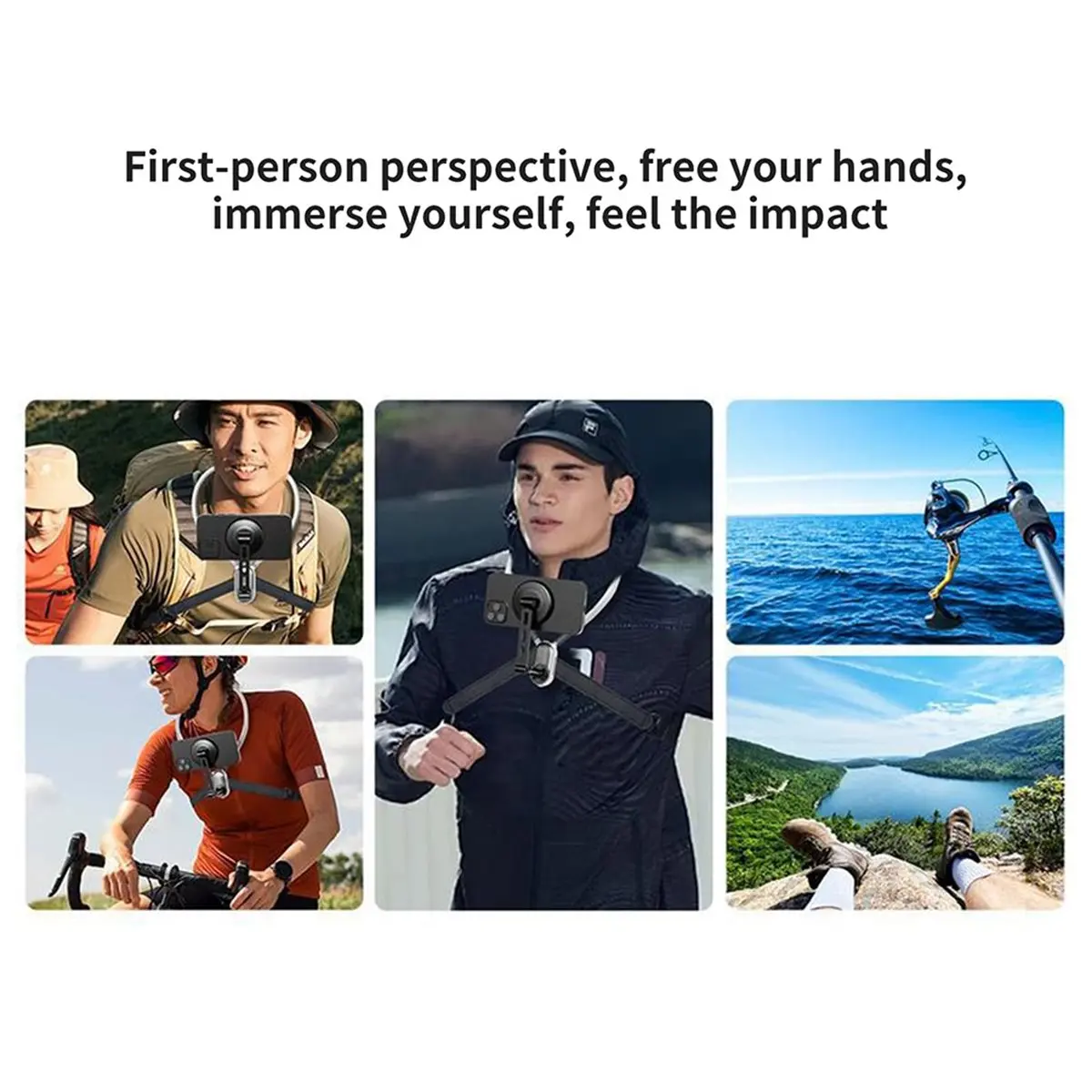 Digital Essentials Magnetic Neck Mount for Smartphones, Adjustable Strap, Hands-Free POV/Vlog, for & Android