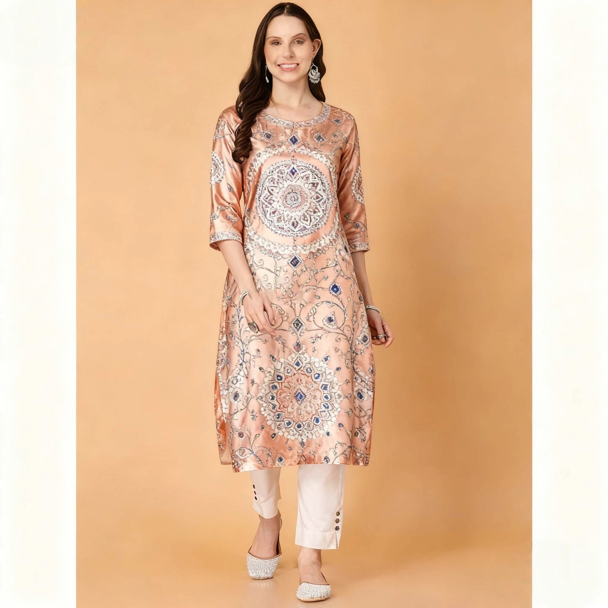 Muslim Dress Kurt Women's Fashionable Straight Tube National style Slit hem Multiple National Style Robe Abito Donna Musulmana