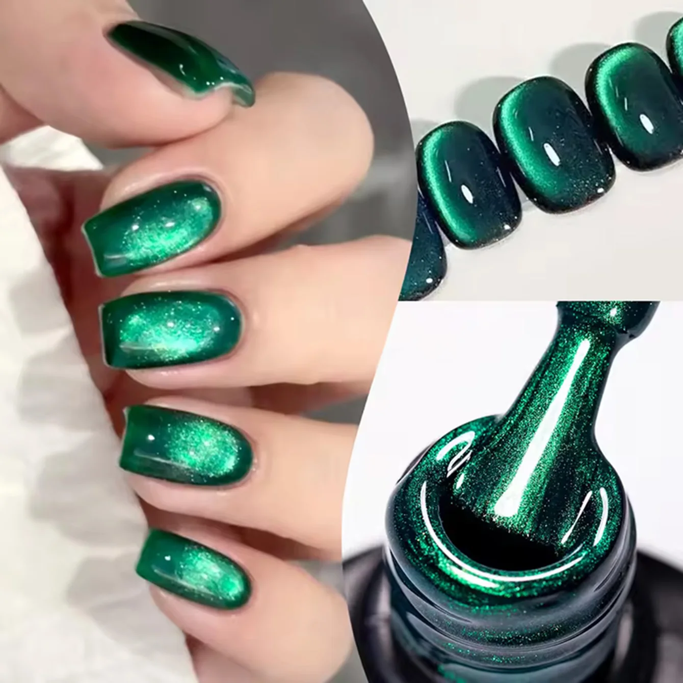 MAINEL 10ML 1Pcs High Saturation Emerald Green Cat Eye Gel Polish With Dazzling Shine A Popular Nail Art Green Nails