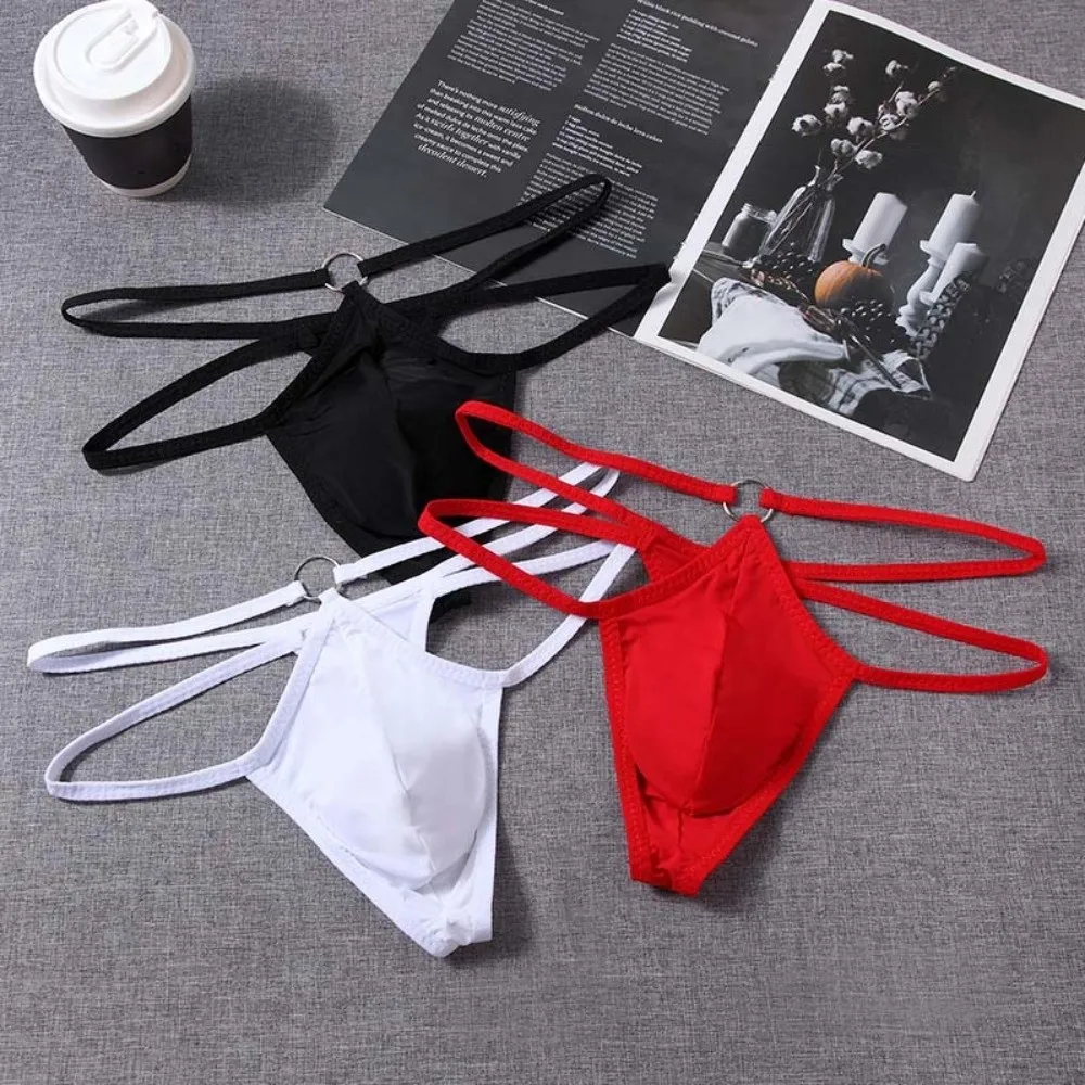 Breathable Mesh Men's Thin Thong Transparent Hollow Out Men Underwear Male Lingerie Thin Strip Triangle Panties Exotic
