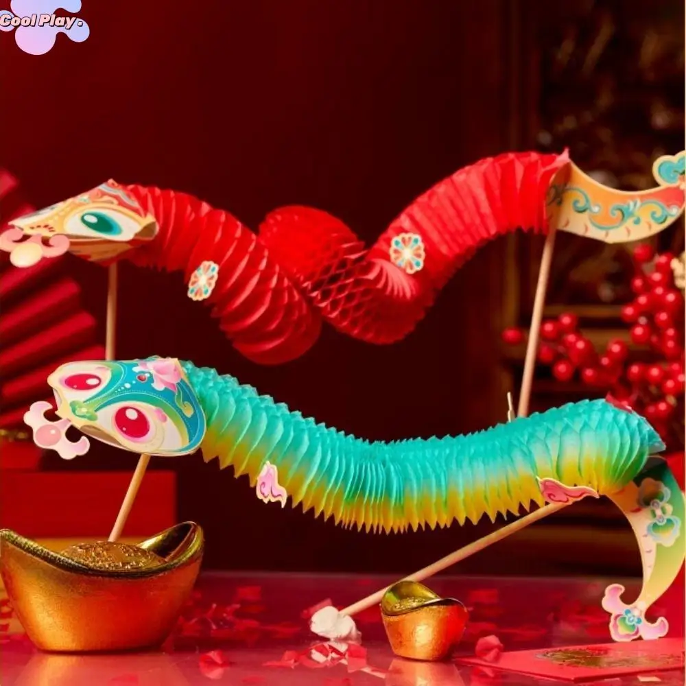 การแสดงระบำสิงโตแบบจีนดั้งเดิม ปี 2025 ระบำสิงโตนิ้วขนาดเล็ก งานเทศกาลฤดูใบไม้ผลิ ของเล่นงูกระดาษ DIY สำหรับเด็ก