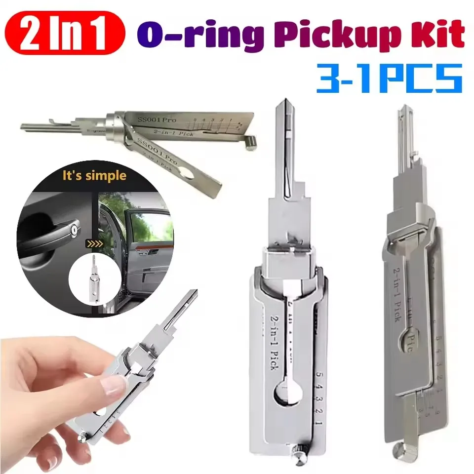 1-3 Stuks SS001 Pro Key Decoder 2 In 1 Precisie Haak & Pick Set Lock Decoder O-ring pickup Kit Onderhoud Reparatie Handgereedschap