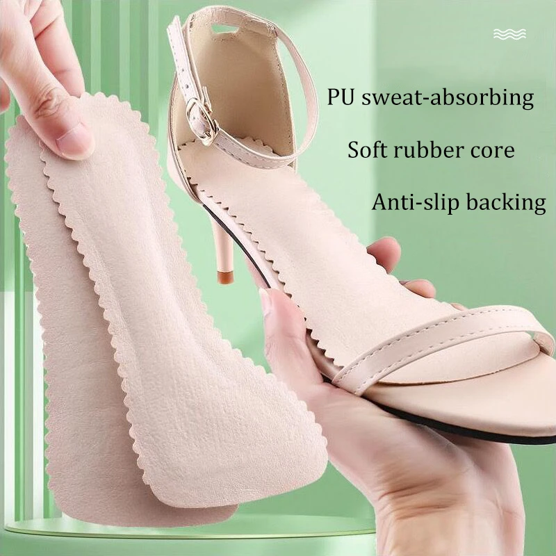 Sandálias antiderrapantes auto-adesivas palmilhas para mulheres, almofadas de sapatos respiráveis, sapato de salto alto, sola de almofada macia,