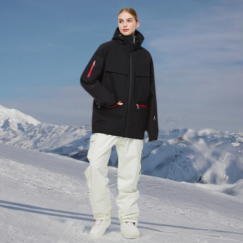 

2025 New Outdoor Men's Women's Set Jackets Pants Waterproof Breathable Warm Sport Multi Hooded Skiing Clothes Couple Winter