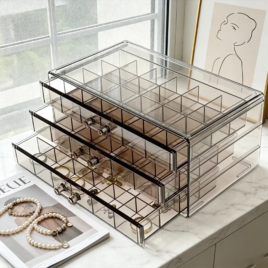 

72-piece jewelry storage box with large capacity for earrings, stud earrings, necklaces, rings. Jewelry storage box with transpa