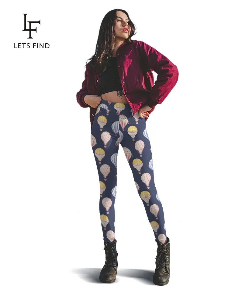 LETSFIND-mallas elásticas de entrenamiento para mujer, Leggings de cintura alta con diseño de globo aerostático 3D, impresión Digital, gran oferta