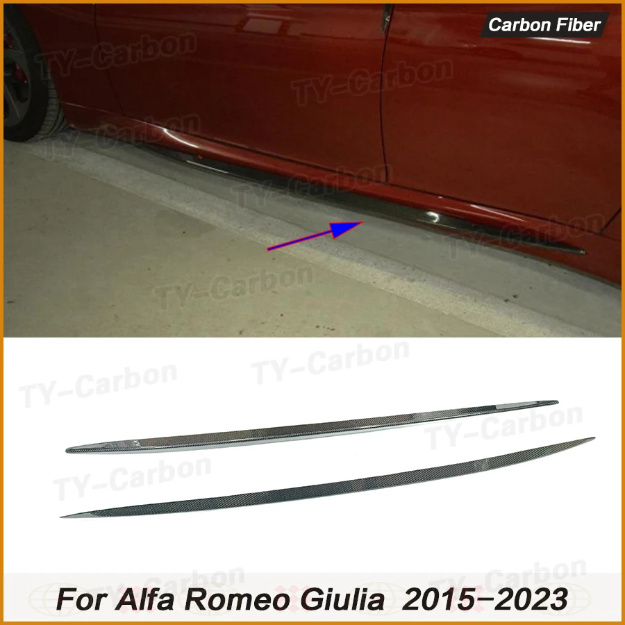 

Удлинители боковых юбок автомобиля из настоящего углеродного волокна для Alfa Romeo Giulia, стандартный спортивный фартук для боковых дверей, бампер, комплекты кузова для губ 2015+