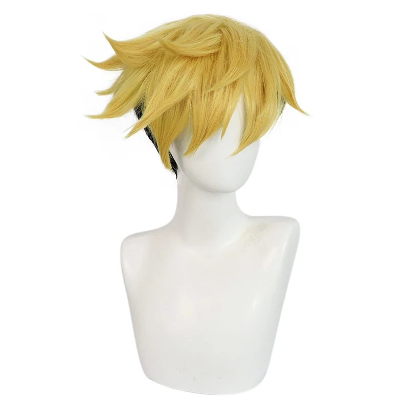 Anime “Gun God” Vas Character Roleplay Synthetic Fiber Wig Orange Glasses Men's Halloween Party Wig