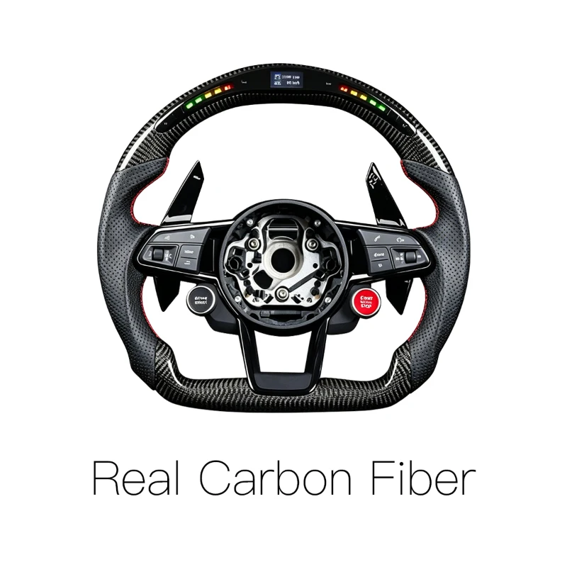 

Suitable for Audi R8 Carbon Fiber LED Steering Wheel with Leather Racing Display Shift Indicator Plug and Play