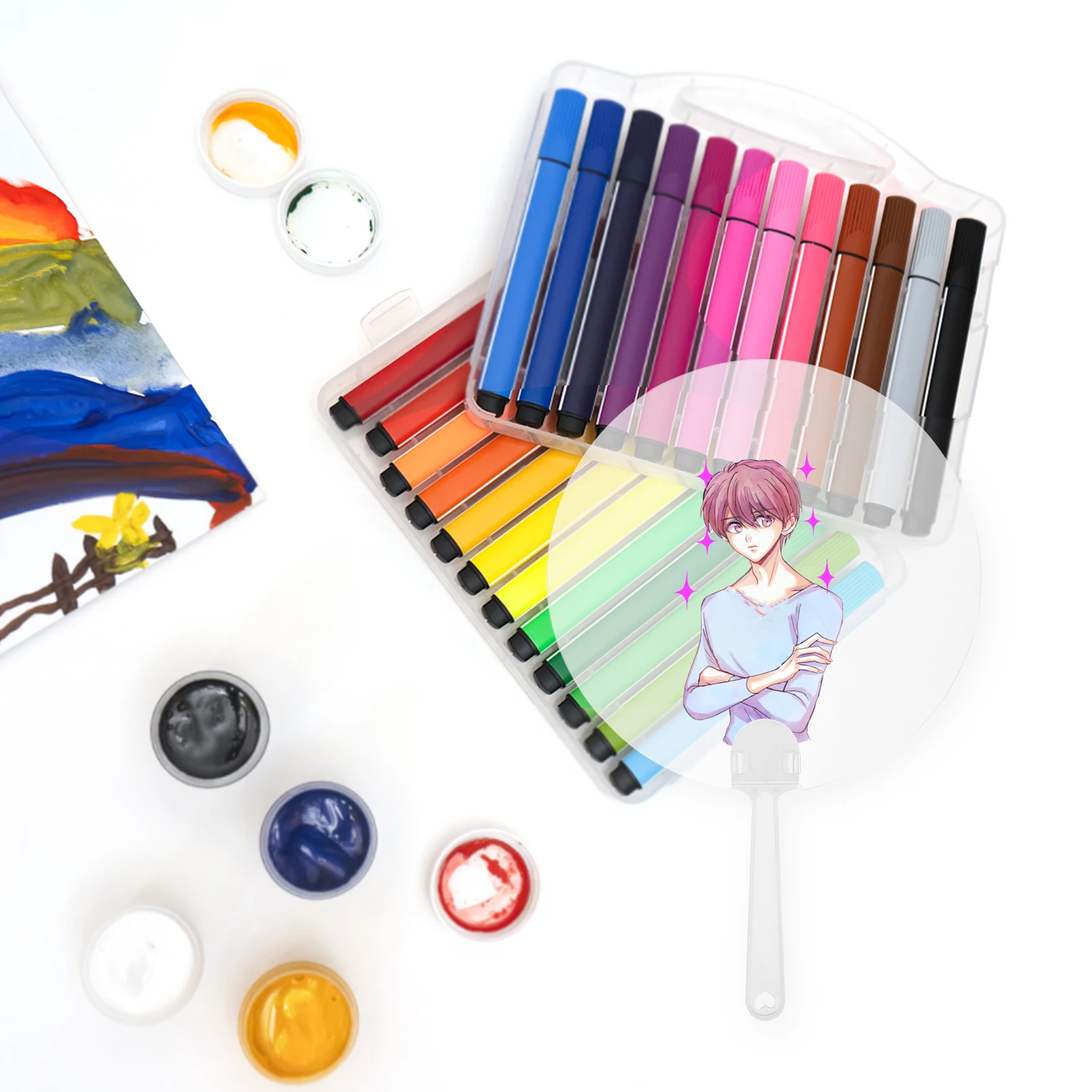 

12 Pcs Painting and Graffiti Fan Blank Hand Diy Fans Bulk Easy Access Handheld Chinese Style