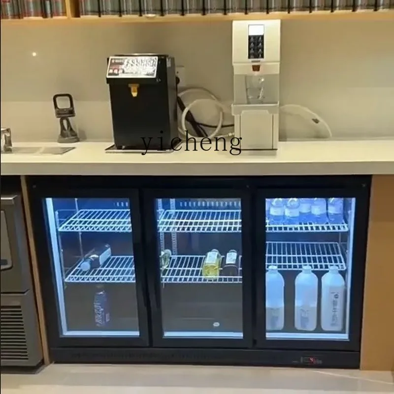 embedded stainless steel transparent freezer bar counter beer counter refrigerated display cabinet commercial