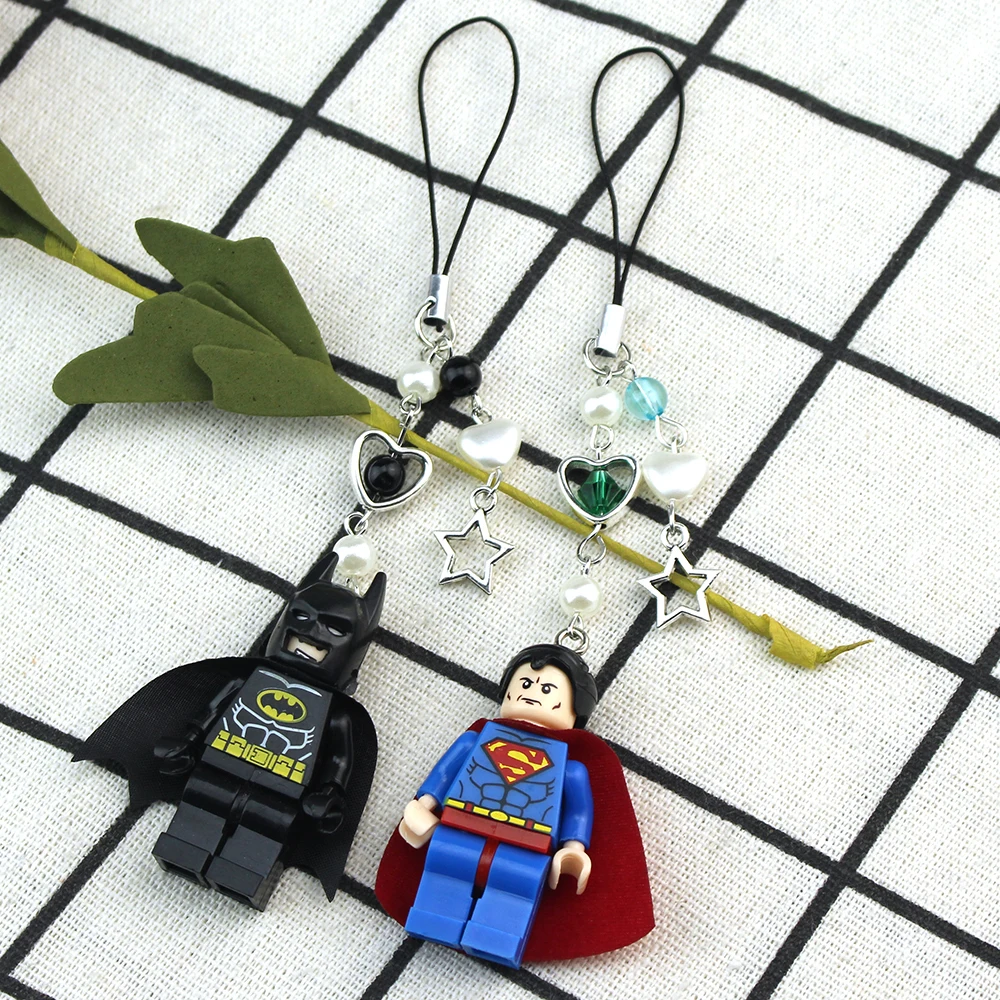 # Ręcznie robiona biżuteria Y2K, zawieszka do telefonu z postaciami 3D: wróżka, Batman, Spider-Man, personalizowany dodatek do plecaka, prezent dla niego.