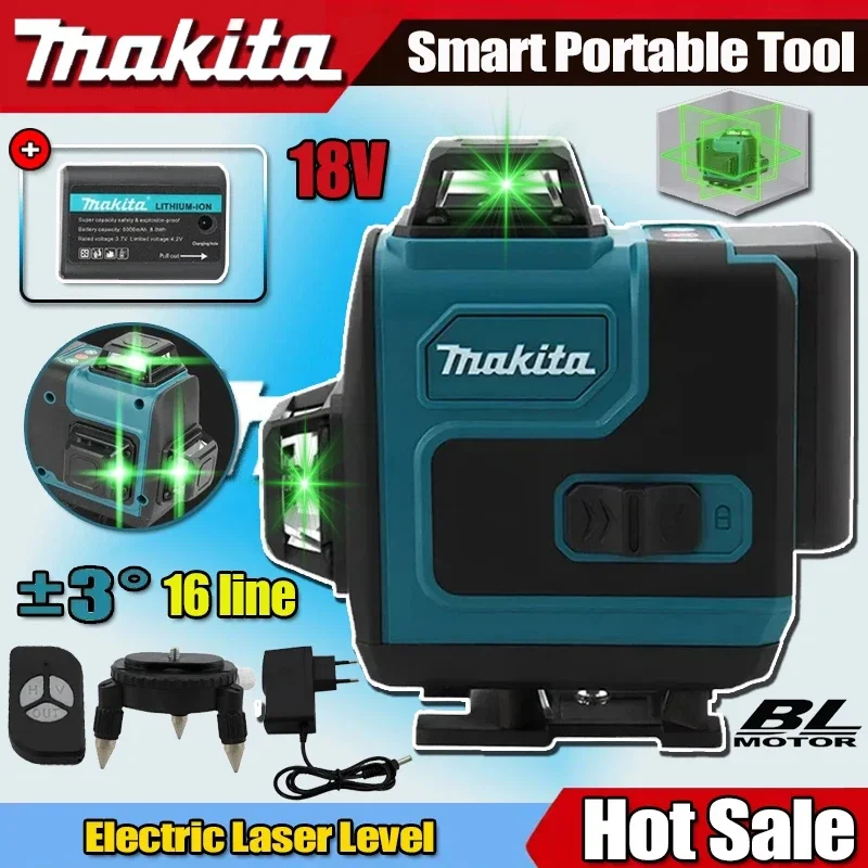 

Высокоточный 16-линейный 360-градусный лазерный нивелир Makita с зеленым лучом для горизонтального и вертикального нивелирования, настенный, портативный инструмент