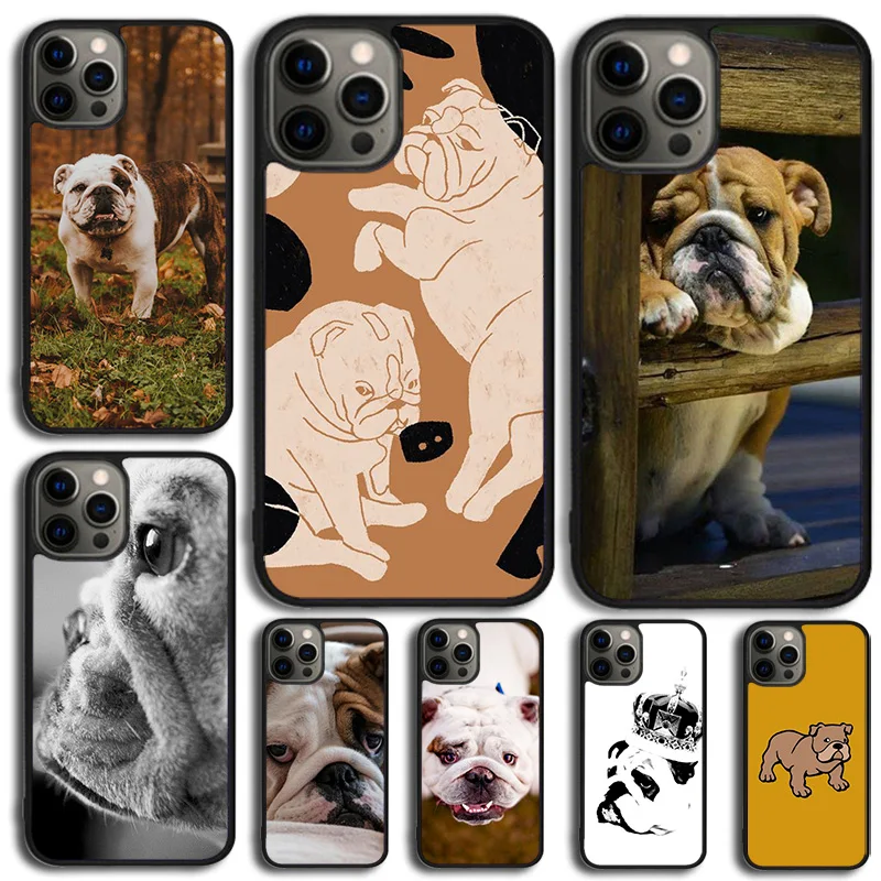 British English Bulldog Phone Case Cover For iPhone 16 15 14 SE 2020 XR XS 11 12 13 Mini Pro MAX Plus