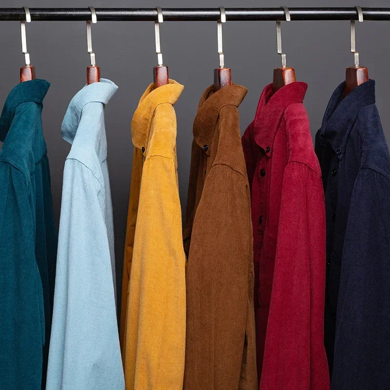 

Large size S~7XL corduroy shirt men's soft casual comfortable pocket men's casual long-sleeved regular fit business formal shirt